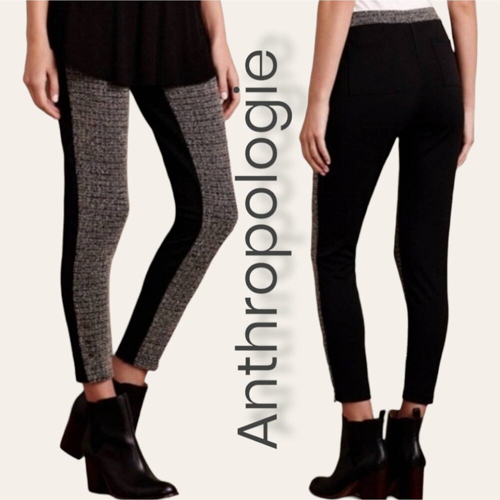 Anthropologie Lilka Mixed Media Tweed Pull On Ponte Pants